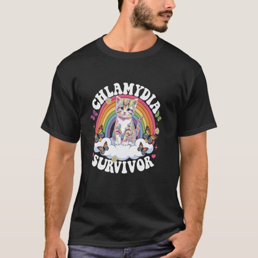 Chlamydia Overlevende Kat Meme Regenboog Mannen Vo T-shirt (Voorkant)