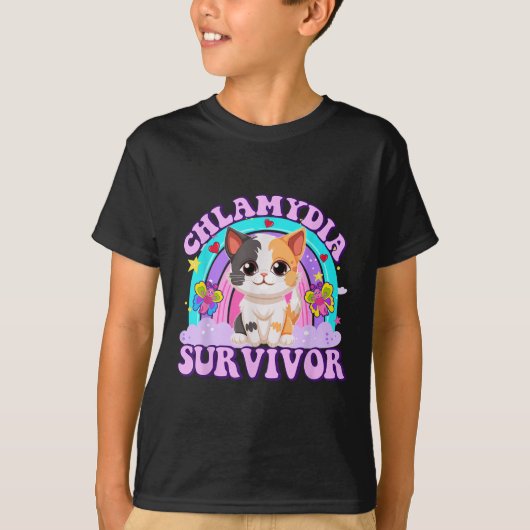 Chlamydia Survivor Cat Meme Grappige shirts voor H (Voorkant)