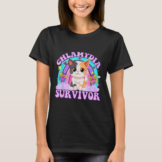 Chlamydia Survivor Cat Meme Grappige shirts voor H (Voorkant)