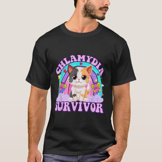 Chlamydia Survivor Cat Meme Grappige shirts voor H (Voorkant)