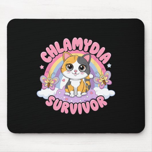 Chlamydia Survivor Cat Meme Grappige shirts voor H Muismat (Voorkant)
