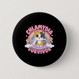 Chlamydia Survivor Cat Meme Grappige shirts voor H Ronde Button 5,7 Cm
