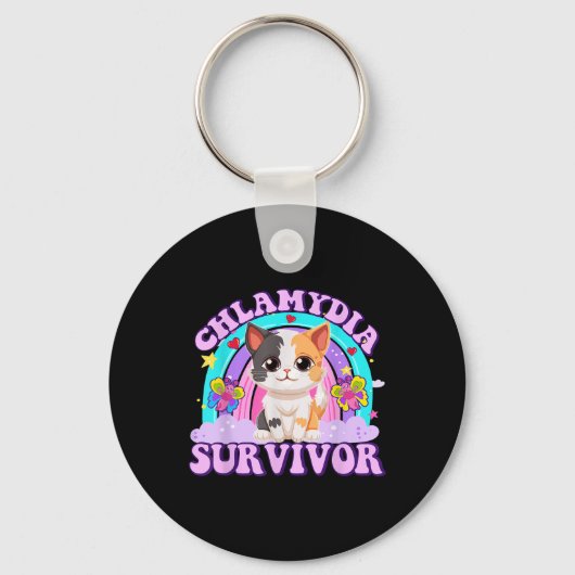 Chlamydia Survivor Cat Meme Grappige shirts voor H Sleutelhanger (Voorkant)