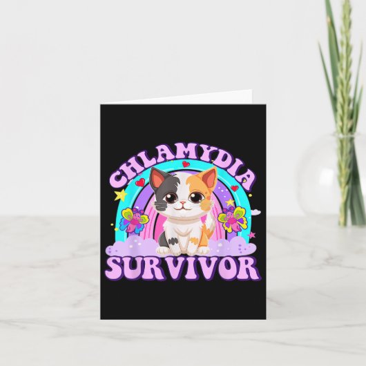 Chlamydia Survivor Cat Rainbow Kaart (Voorkant)