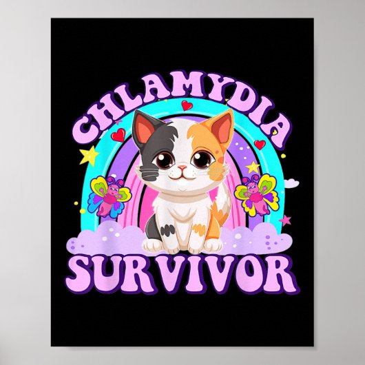 Chlamydia Survivor Cat Rainbow Poster (Voorkant)