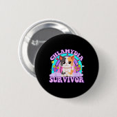 Chlamydia Survivor Cat Rainbow Ronde Button 5,7 Cm (Voorkant /achterkant)