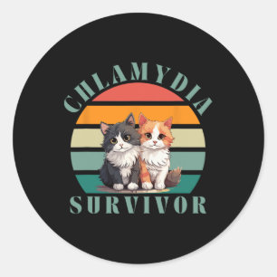 Chlamydia Survivor Retro Sarcastisch Ironisch Y2k  Ronde Sticker