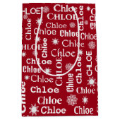 CHLOE Aangepaste naam met sneeuwvlokken Medium Cadeauzakje (Voorkant)