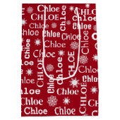 CHLOE Aangepaste naam met sneeuwvlokken Medium Cadeauzakje (Achterkant)