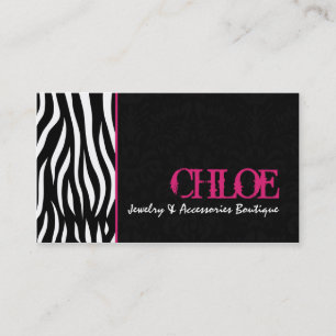 Chloe Black en Hot Pink Zebra Chic-Visitekaartje Visitekaartje