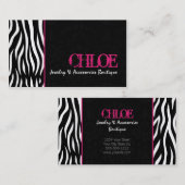 Chloe Black en Hot Pink Zebra Chic-Visitekaartje Visitekaartje (Voorkant / Achterkant)