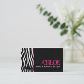 Chloe Black en Hot Pink Zebra Chic-Visitekaartje Visitekaartje (Staand voorkant)