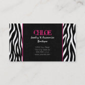 Chloe Black en Hot Pink Zebra Chic-Visitekaartje Visitekaartje (Achterkant)