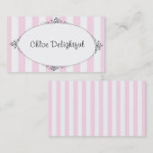 Chloe Delightful roze Stripes Calling Cards Contactkaartje (Voorkant / Achterkant)
