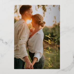 Chloe Elegant Wedding Save the Date Folie Uitnodiging