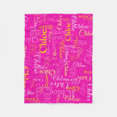 Chloe gepersonaliseerde korte naam hot roze deken (Voorkant)