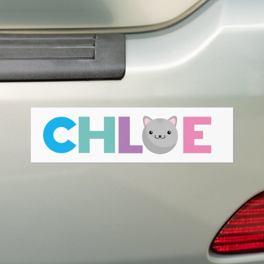 Chloe grijs of gembercat Bumpersticker (Op auto)