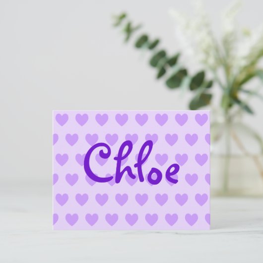 Chloe in Paars Briefkaart (Staand voorkant)