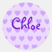 Chloe in Paars Ronde Sticker (Voorkant)