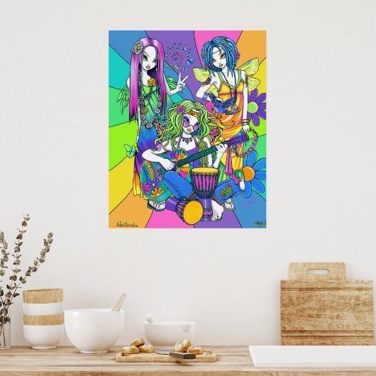 "Chloe, Melody, Harmony" - Poster met een ventilat (Keuken)