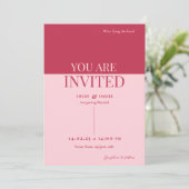 CHLOE Modern Bold Pink Wedding Kaart (Staand voorkant)