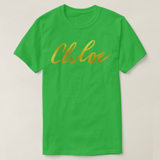 Chloe naam hand letters in faux gouden letters t-shirt (Design voorkant)