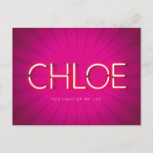 Chloe-naam in gloeiende neonlampen briefkaart (Voorkant)