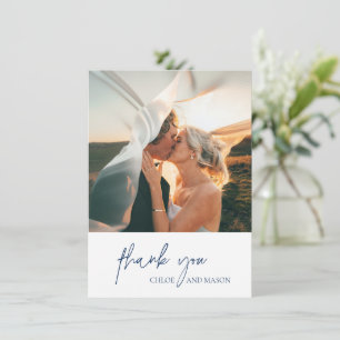 Chloe Navy Blauw Elegant Huwelijk Bedankkaart