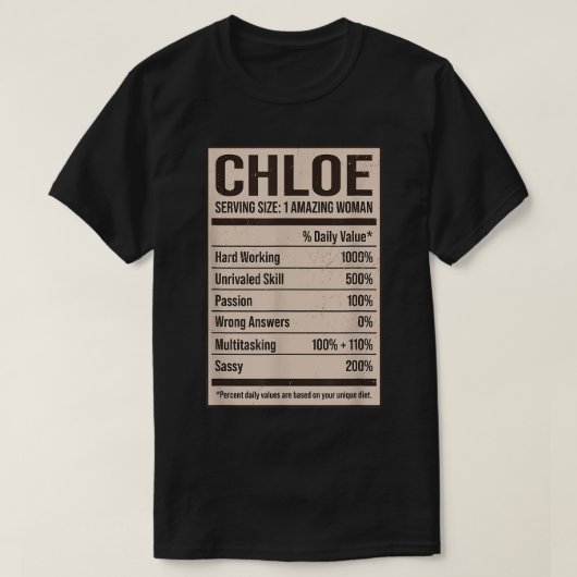 Chloe Nutrition Facts Name Nickname Alias Title Fr T-shirt (Design voorkant)