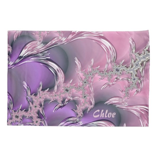 ~ CHLOE ~ ~ Origineel fractaal ontwerp ~ Roze ijce Kussensloop (Achterkant)