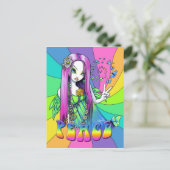 "Chloe" Rainbow Peace Hippie Fairy Briefkaart (Staand voorkant)