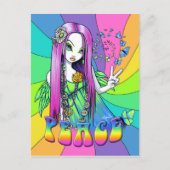 "Chloe" Rainbow Peace Hippie Fairy Briefkaart (Voorkant)