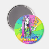 "Chloe" Rainbow Peace Hippie Fairy Magnet (Voorkant / Achterkant)