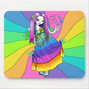 "Chloe" Rainbow Peace Hippie Fairy Mousepad Muismat