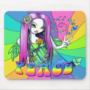 "Chloe" Rainbow Peace Hippie Fairy Mousepad Muismat