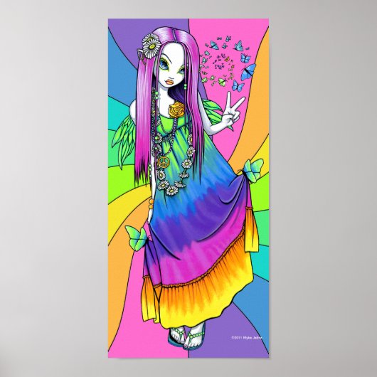 "Chloe" Rainbow Peace Hippie Fairy Poster (Voorkant)
