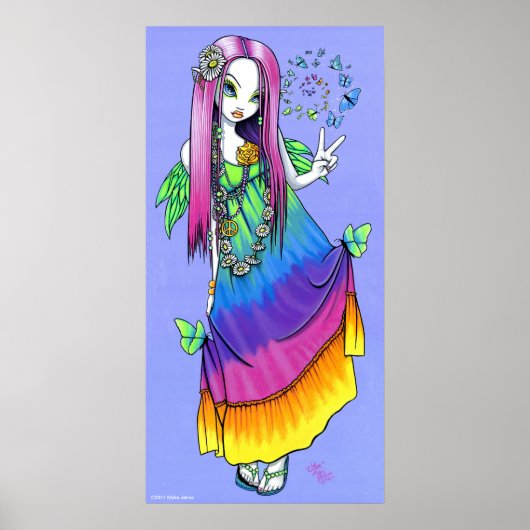 "Chloe" Rainbow Peace Hippie Fairy Poster (Voorkant)