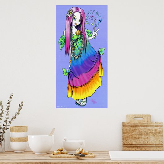 "Chloe" Rainbow Peace Hippie Fairy Poster (Keuken)