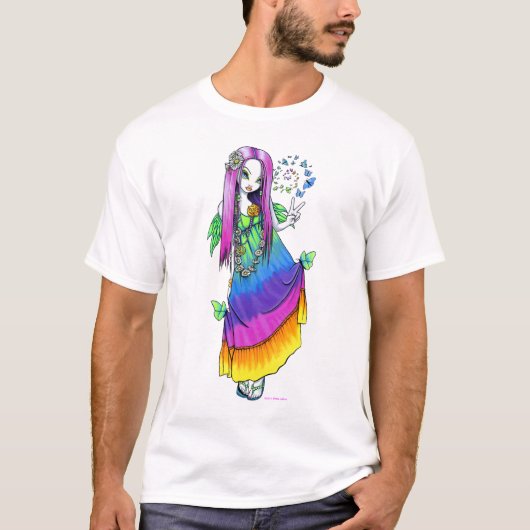 "Chloe" Rainbow Peace Hippie Fairy Shirt (Voorkant)