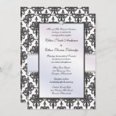 Chloe Silk Damask Wedding Invitation Kaart (Voorkant / Achterkant)