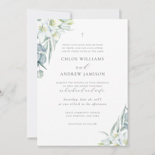 Chloe Simple Elegant Greenery Christelijk Wedding Kaart (Voorkant)