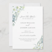 Chloe Simple Elegant Greenery Christelijk Wedding Save The Date (Voorkant)