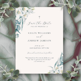 Chloe Simple Elegant Greenery Christelijk Wedding Save The Date