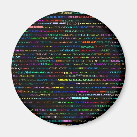 Chloe Text Design I Round Magnet (Voorkant)