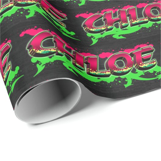 Chloe Vorname Name Graffiti red green Cadeaupapier (Rol Hoek)