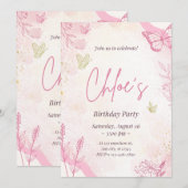 Chloe's eerste verjaardagsfeestuitnodigingskaarten kaart (Voorkant / Achterkant)