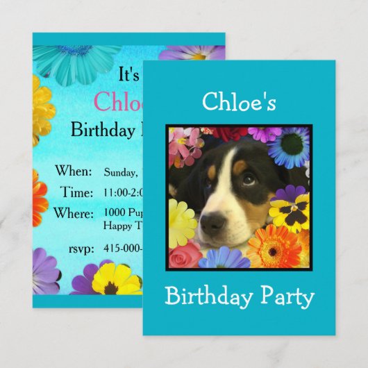 Chloe's verjaardag uitnodiging (Voorkant / Achterkant)