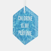 Chloor is mijn geurstofzwembad Typografisch Glas Ornament (Voorkant links)