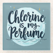 Chloor is mijn parfum grappig zwemmen citaat glazen onderzetter (Voorkant)