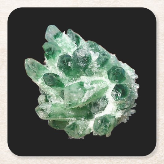 Chloriet Kwarts Kristal Mineraal Esthetisch Natuur Kartonnen Onderzetters (Voorkant)